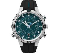 Timex Men's Q Automatic 40 mm Watch - Stainless Steel Synthetic Rubber Strap Champagne Dial Stainless Steel Case TW2W47600