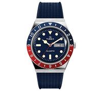 Timex Men's Q 38 mm Watch - Blue Synthetic Two- Piece Blue Dial Stainless Steel Case TW2V32100