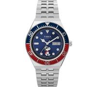 Timex Men's Peanuts Automatic 40 mm Watch - Stainless Steel Stainless Steel Bracelet Blue Dial Stainless Steel Case TW2W47500