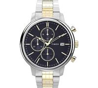 Timex Men's Chicago Day-Date 45mm Watch, Two-Tone/Blue/Two-Tone, Modern
