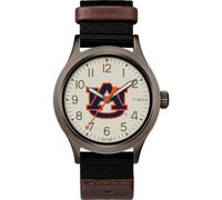Timex Men's Collegiate Clutch 40mm Watch - Alabama Crimson Tide with Black Fabric & Brown Leather Strap, Auburn Tigers, Modern