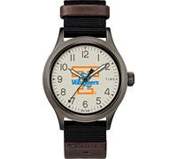 Timex Men's Collegiate Clutch 40mm Watch - Tennessee Lady Volunteers with Black Fabric & Brown Leather Strap, Black
