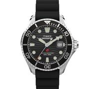 Timex Men's Deep Water Meridian 44mm Watch, Black/Stainless Steel/Black