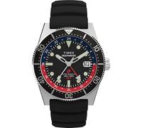 Timex Men's Deep Water Reef 41mm Watch, Black/Stainless Steel/Black/Red, Casual