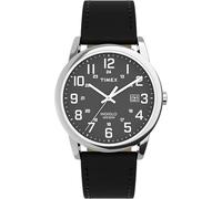 Timex Men's Easy Reader 38 mm Watch - Black Leather Strap with Black Dial and Silver-Tone Case TW2Y12800