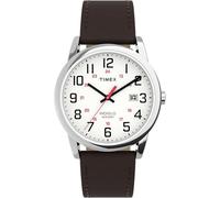 Timex Men's Easy Reader 38 mm Watch - Brown Leather Strap with White Dial and Silver-Tone Case TW2Y12600