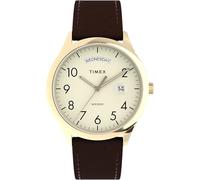 Timex Men's Easy Reader 40 mm Watch - Black Leather Strap White Dial Silver-Tone Case