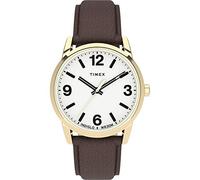 Timex Men's Easy Reader Bold 38mm Watch - Gold-Tone Case White Dial with Brown Leather Strap