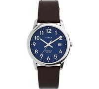 Timex Mens Easy Reader Silver-Tone Case with Brown Sustainable Strap and Blue Dial TW2V75200