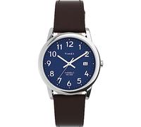 Timex Mens Easy Reader Silver-Tone Case with Brown Sustainable Strap and Blue Dial TW2V75200