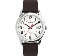 Timex Mens Easy Reader White Dial Leather Strap Watch TW2Y12600 | Acotis - Brass / Mineral Glass / Leather