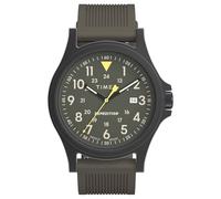 Timex Men's Expedition Acadia 40mm Watch, Gunmetal Silicone Strap Green Dial Black Case