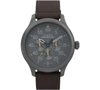 Timex Men's Expedition Field 43mm Watch, Brown Strap Black Dial Gunmetal Case