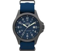 Timex Men's Expedition Field Post Solar 41mm Watch - Blue Slip-Thru Double Layer Blue Dial Gunmetal Case