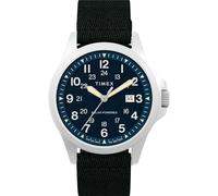 Timex Men's Expedition Field Solar 41mm Watch - Black Strap Blue Dial Stainless Steel Case
