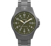 Timex Men's Expedition Field Solar 41mm Watch - Gunmetal Bracelet Green Dial Gunmetal Case, Gunmetal