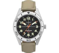 Timex Men's Expedition Field Solar 43mm Watch, Tan Strap Black Dial IP Steel Case