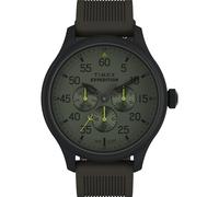 Timex Men's Expedition Metal Field Brown Leather Strap Watch, Green/Black/Green, Modern