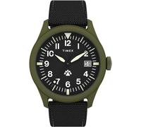 Timex Men's Expedition North 43 mm Watch - Black Eco-Friendly Two-Piece Quick Release Strap Black Dial Green Case TW2W34400