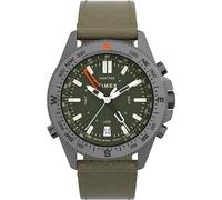 Timex Men's Expedition North 43 mm Watch - Brown Leather - Ecco DriTan™ Two-Piece Quick Release Strap Green Dial Gunmetal Case TW2W84300