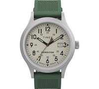 Timex Men's Expedition Scout 40mm Watch - Black Case & Dial with Olive Leather Slip-Thru Strap