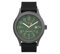 Timex Men's Expedition Scout 40mm Watch, Black Silicone Strap Green Dial Gunmetal Case