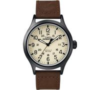 Timex Men's Expedition Scout 40mm Watch - Cream Dial Black Case & Brown Leather