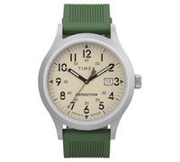 Timex Men's Expedition Scout 40mm Watch, Green Silicone Strap Natural Dial IP Steel Case