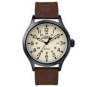 Expedition Men's Quartz Watch with Beige Dial Analogue Display and Brown Leather Strap T49963SU