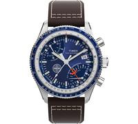 Timex Men's Fly Back Chronograph Pan Am® 43mm Watch - Brown Strap Blue Dial Stainless Steel Case