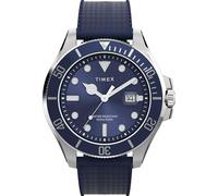 Timex Men's Harborside Coast 43mm Watch - Black Strap Blue Dial Silver-Tone Case