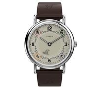 Timex Men's Harry Potter Gryffindor House 38 mm Quartz Watch - Brown Leather Strap with Cream Dial and Silver-Tone Case TW2Y76300