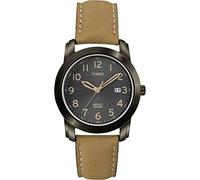Timex Men's Highland Street Watch, Tan/Black, One Size, Elevated Classics Black Dial, Tan Leather Strap Watch