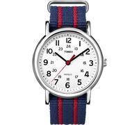 Timex Mens Indiglo Watch Striped Nylon Strap White Dial T2N747