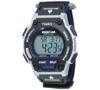 Timex Men's Ironman Endure 30-Lap Shock-Resistant Full-Size Black/Silver-Tone/Blue Fast Wrap Watch, Indiglo, 200m, Dual Time, Alarms, T5K1989J
