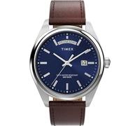 Timex Men's Legacy 41mm Watch - Brown Strap Blue Dial Stainless Steel Case, Brown