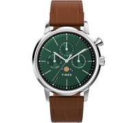 Timex Men's Marlin 40 mm Watch - Brown Leather Two-Piece Quick Release Strap Green Dial Stainless Steel Case TW2W51000