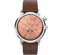 Timex Men's Marlin 40 mm Watch - Brown Leather Two-Piece Quick Release Strap Rose Gold-Tone Dial Stainless Steel Case TW2W51100
