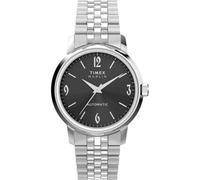 Timex Men's Marlin Automatic 40 mm Watch - Black Leather Two-Piece Quick Release Strap Black Dial Stainless Steel Case TW2W33900