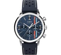 Timex Men's Marlin Chronograph Tachymeter 40 mm Watch - Blue Leather Strap with Blue Dial and Stainless Steel Case TW2W99000
