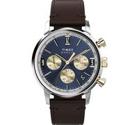 Timex Men's Marlin Quartz Chronograph 40mm Watch - Brown Strap Blue Dial Two-Tone Case, Brown