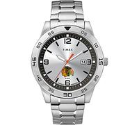 Timex Men's NHL Citation 42mm Watch - Chicago Blackhawks with Stainless Steel Expansion Band, Chicago Blackhawks, Modern