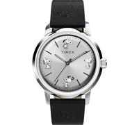 Timex Men's Peanuts Automatic 40 mm Watch - Black Leather Two-Piece Quick Release Strap Silver-Tone Dial Stainless Steel Case TW2W54000