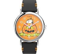 Timex Men's Peanuts Weekender 40mm Watch - Black Strap Orange Dial Silver-Tone Case