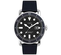 Timex Men's Port 42mm Stainless Steel Analog Quartz Leather Strap, Blue, 20 Casual Watch (Model: TW2U01900)