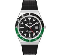 Timex Men's Q 38 mm Watch - Black Synthetic Two- Piece Black Dial Gunmetal Case TW2V38200