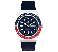 Timex Men's Q 38 mm Watch - Blue Synthetic Two- Piece Blue Dial Stainless Steel Case TW2V32100