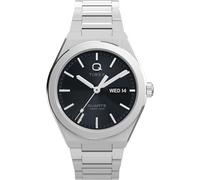Timex Men's Q Continental Day and Date 39mm Watch - Stainless Steel Bracelet Black Dial Stainless Steel Case