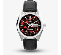 Timex Mens Q Red Vega 1978 Reissue Black Leather Strap Watch TW2Y55700