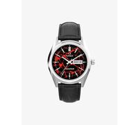 Timex Mens Q Timex Red Vega 1978 Reissue 38mm Leather Strap Stainless Steel Watch Black